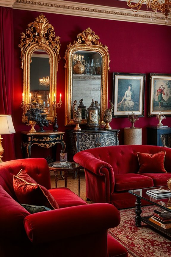 Luxurious Maximalist Rich Burgundy Living Room Inspiration 37 artistic elegance in decor