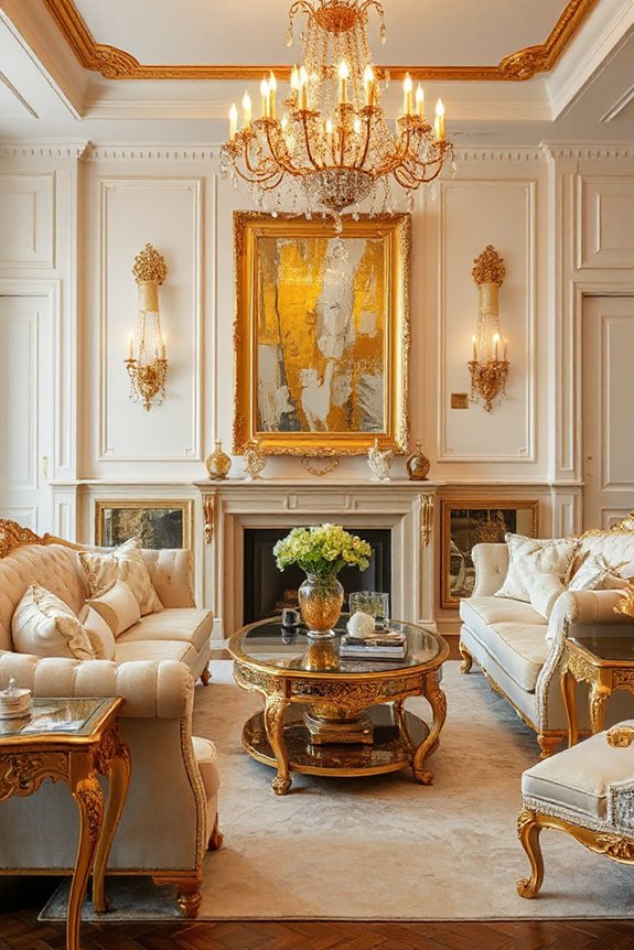 20 Cream and Gold Living Rooms That Look Expensive 103 bold artistic cream decor