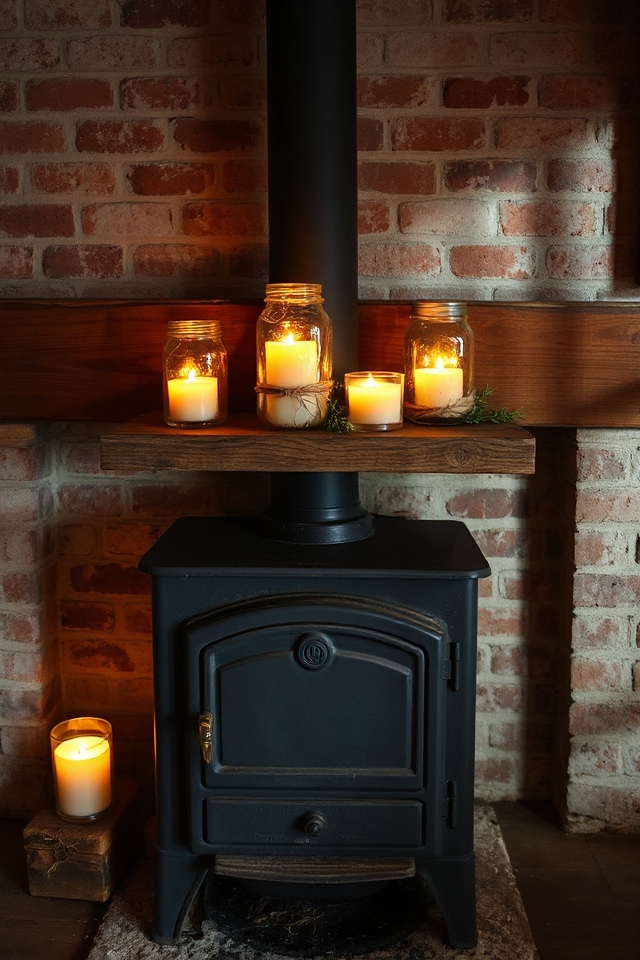 40 Wood-Burning Stove Decor Ideas To Warm Up Your Space 44 charming ambient mason jar lanterns