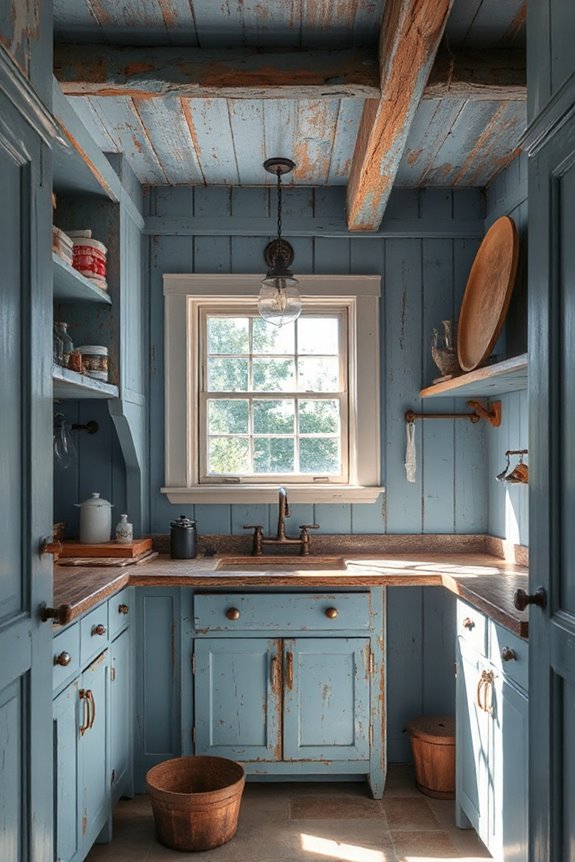 15 Gorgeous Weathered Blue Farmhouse Living Spaces 93 chic reclaimed farmhouse laundry room