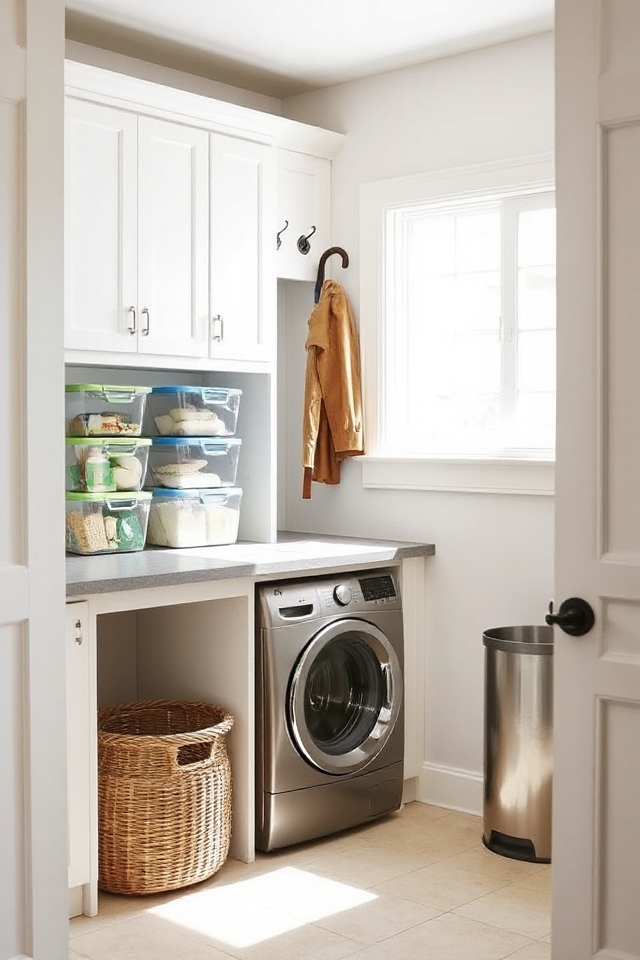 27 Clever Mudroom and Laundry Room Ideas To Maximize Space 86 clear containers enhance organization
