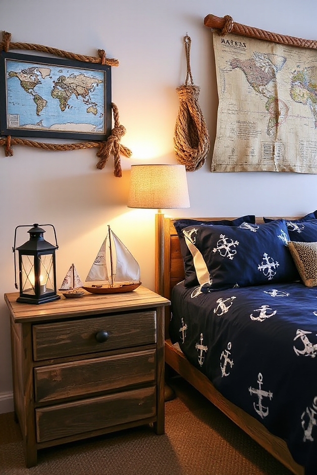 40 Nautical Bedroom Ideas if You Love Boats and Adventures 65 coastal charm wooden nightstand