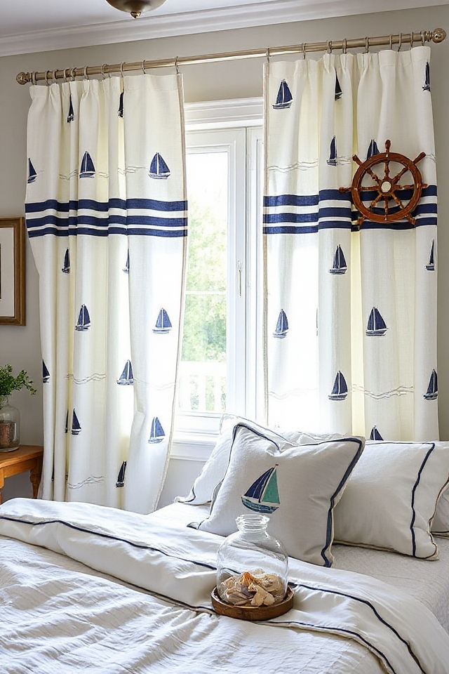 40 Nautical Bedroom Ideas if You Love Boats and Adventures 268 coastal curtain fabrics patterns