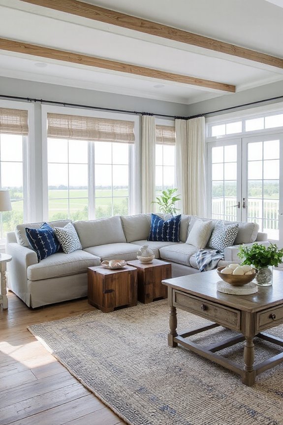 16 Beautiful Grey Farmhouse Living Rooms We Love 87 coastal farmhouse living room elegance