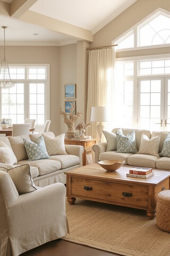 Don’t Miss These 22 Stunning Living Rooms in Warm Neutrals 51 coastal retreat with neutrals