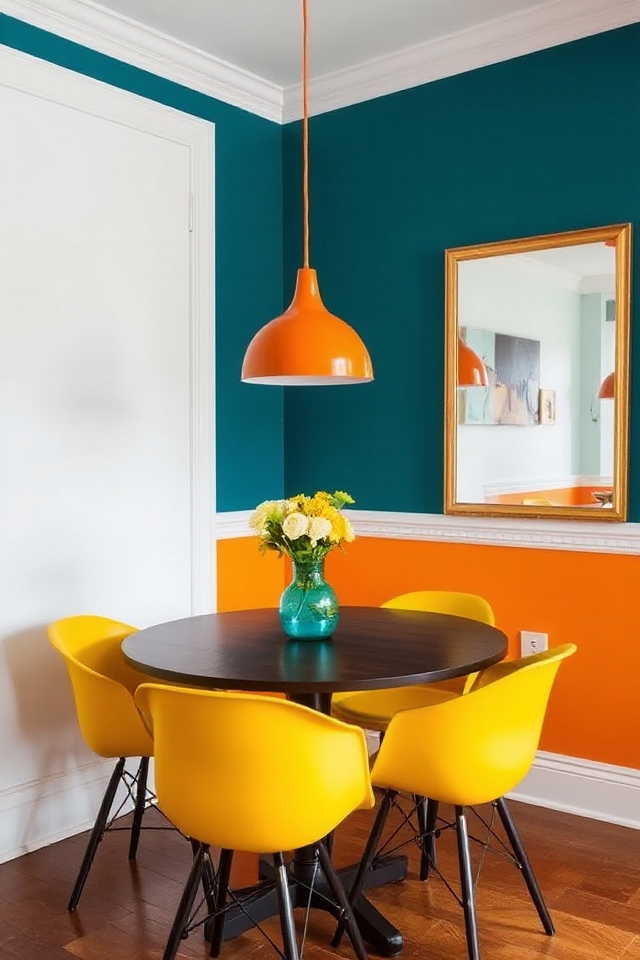 color blocking dining room decor