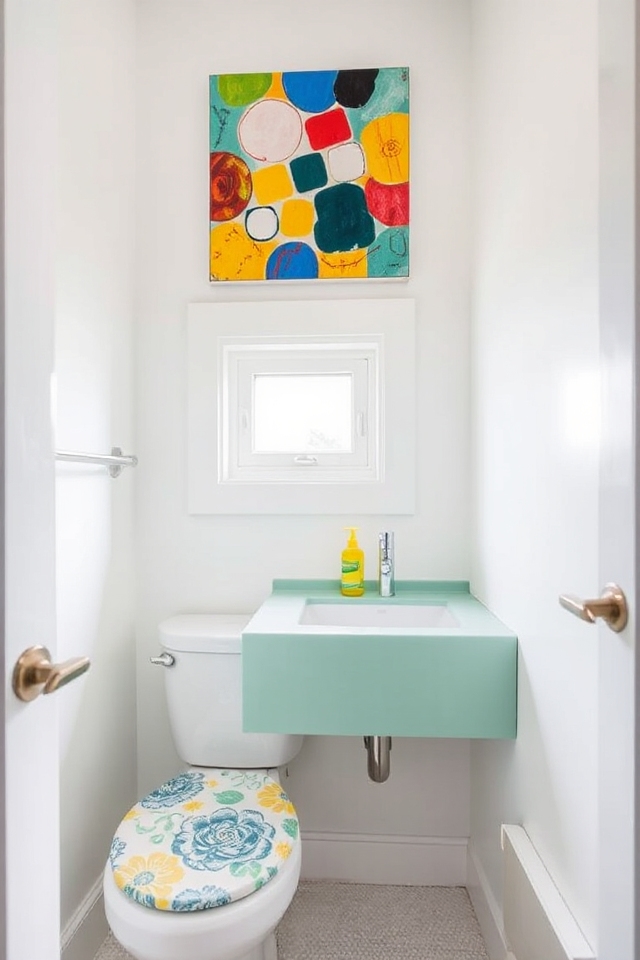 15 Half Bathroom Decor Ideas That Are Practical & Cute 51 colorful patterned toilet seats