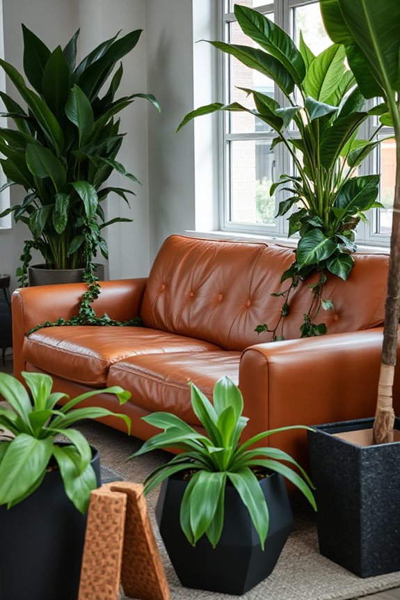 15 Ways to Style a Brown Leather Couch to Look Modern 65 contemporary plants elevate decor