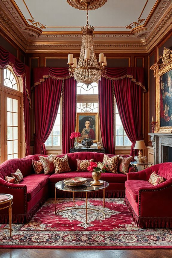 Luxurious Maximalist Rich Burgundy Living Room Inspiration 44 cozy opulence in decor