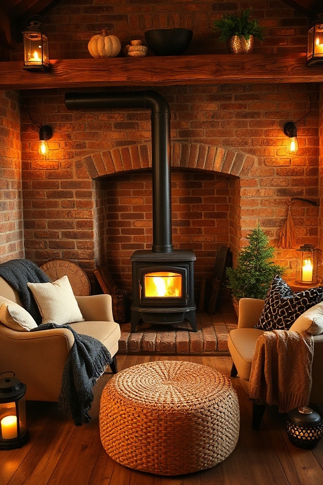 40 Wood-Burning Stove Decor Ideas To Warm Up Your Space 121 cozy seating around stove