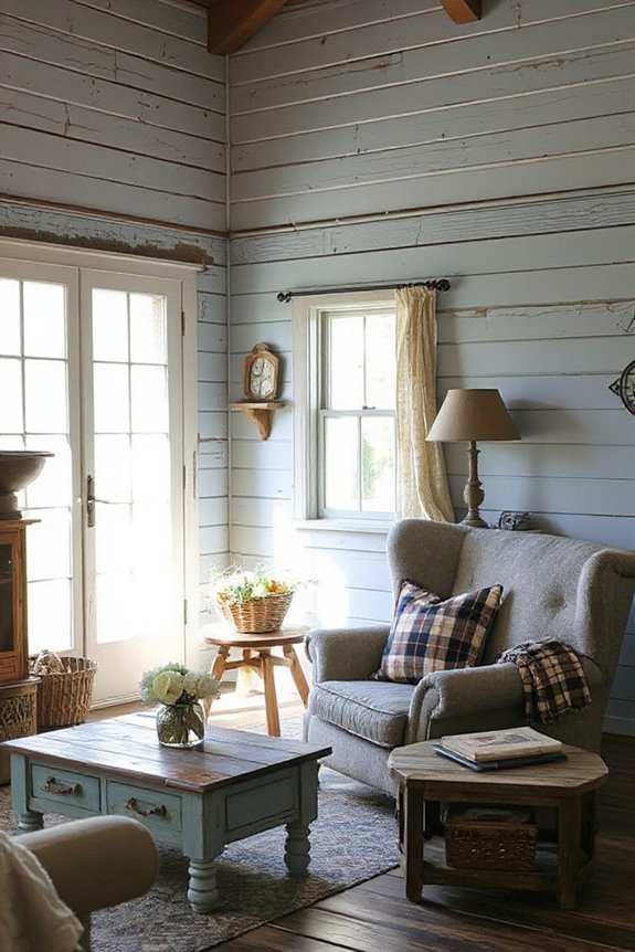 15 Gorgeous Weathered Blue Farmhouse Living Spaces 9 cozy weathered blue decor