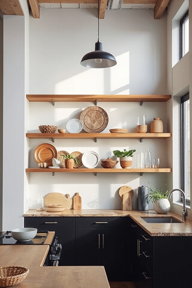 12 Modern Loft Kitchens That Are Equal Parts Cozy and Chic 47 curated open shelving display