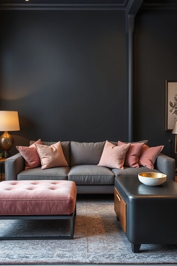 dark grey soft pink