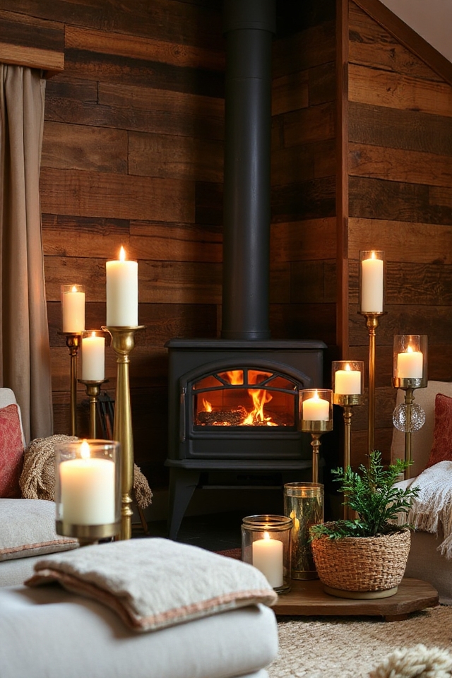 40 Wood-Burning Stove Decor Ideas To Warm Up Your Space 192 dynamic candle holder display