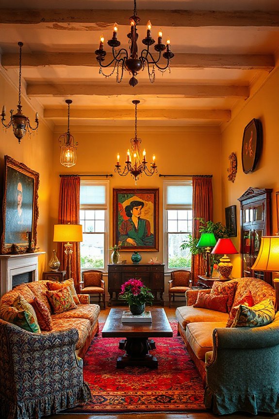 eclectic lighting creates ambiance