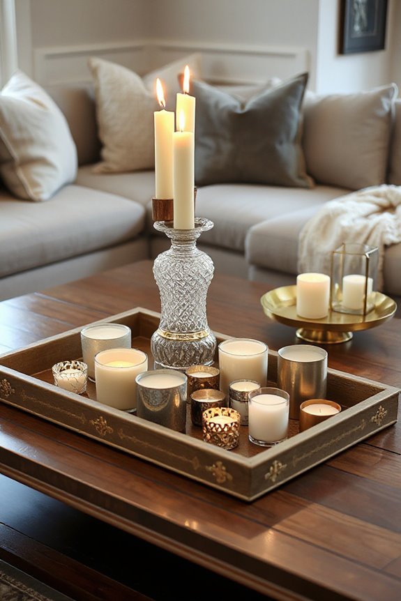 15 Ways to Use Coffee Table Trays to Style Your Living Room 23 elegant candle display ideas