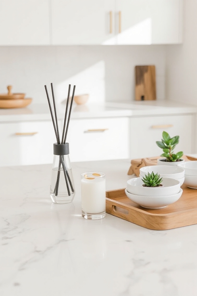 28 Kitchen Counter Styling Ideas That Are Functional and Beautiful 18 elegant candles and diffusers