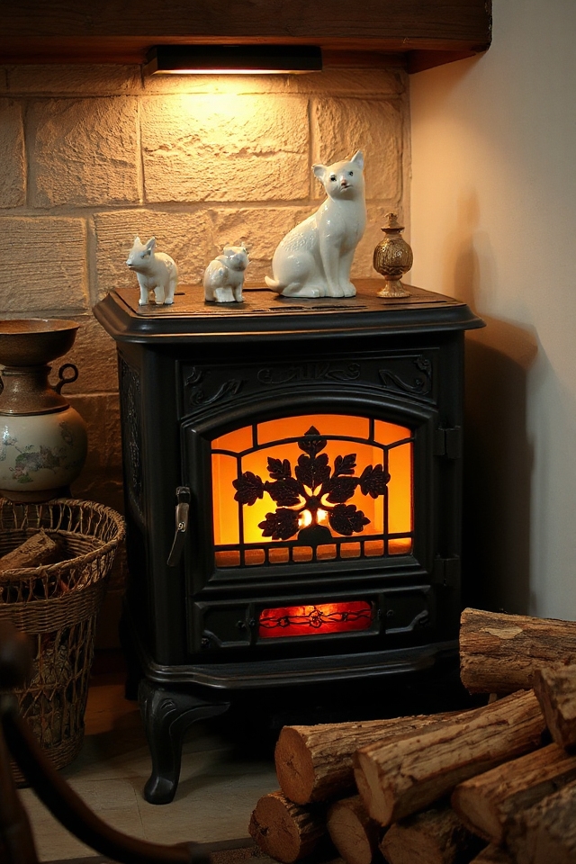 40 Wood-Burning Stove Decor Ideas To Warm Up Your Space 107 elegant ceramic and iron accents
