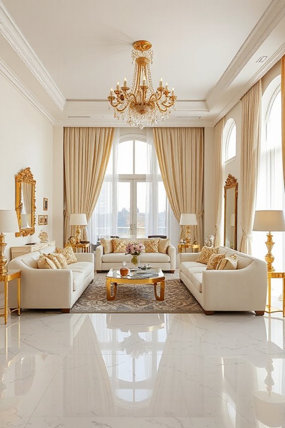 20 Cream and Gold Living Rooms That Look Expensive 75 elegant cream and gold decor