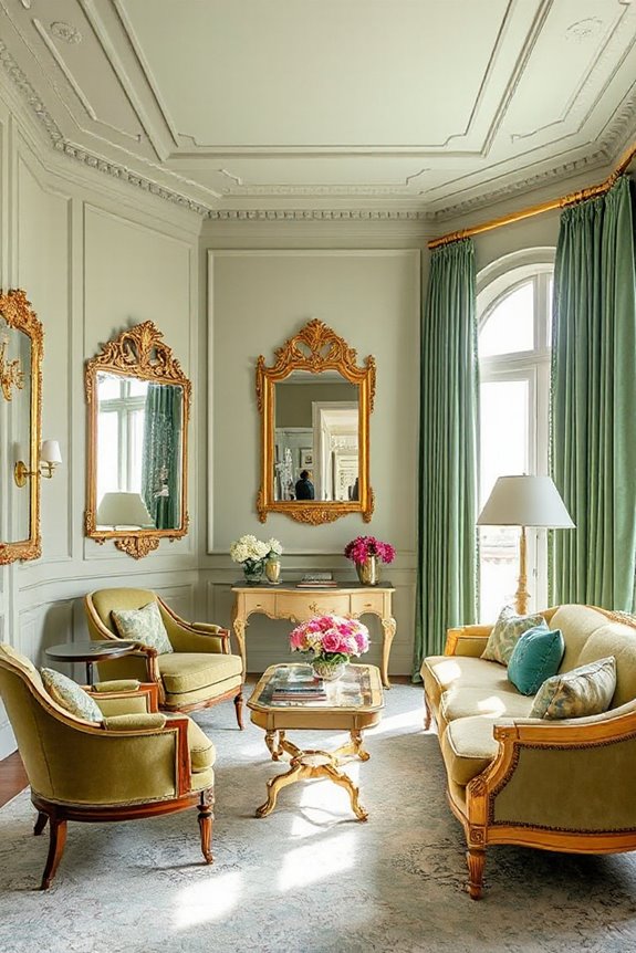 16 Light Green and Gold Living Room Concepts to Stay On Trend 16 elegant green and gold decor