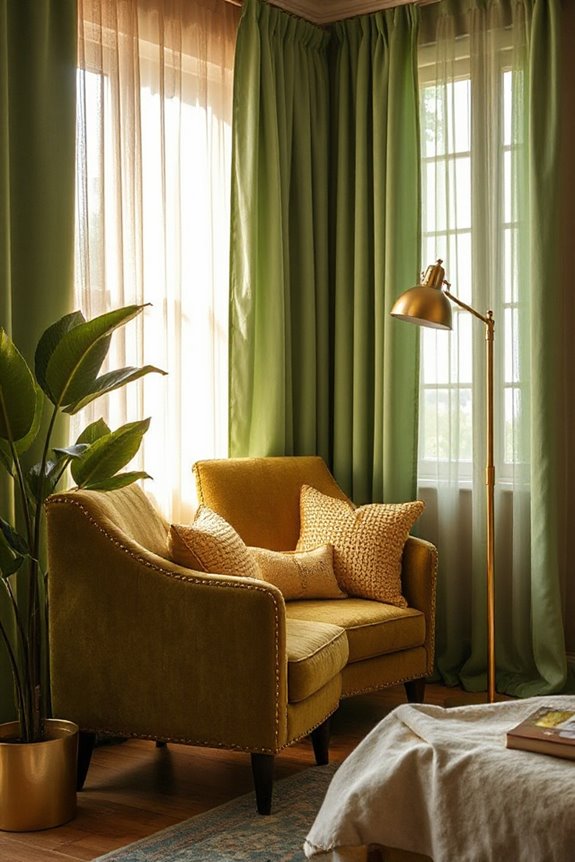 16 Light Green and Gold Living Room Concepts to Stay On Trend 79 elegant green gold retreat