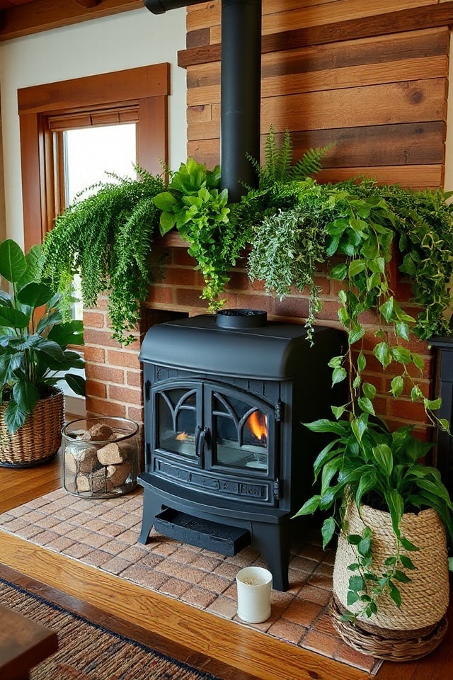 40 Wood-Burning Stove Decor Ideas To Warm Up Your Space 142 elegant hearth plant displays
