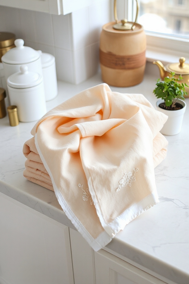28 Kitchen Counter Styling Ideas That Are Functional and Beautiful 5 elegant kitchen textile arrangement