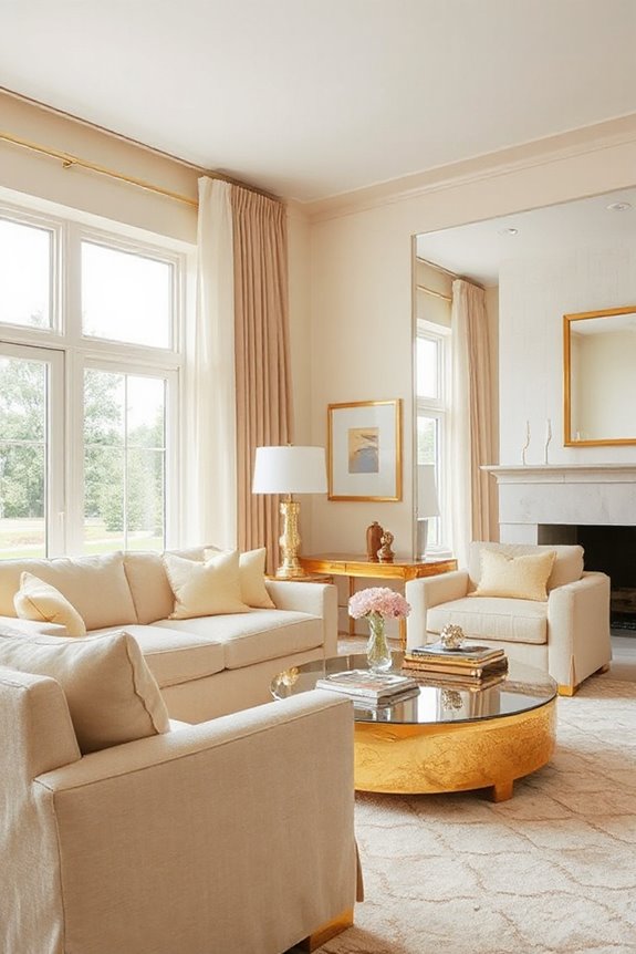20 Cream and Gold Living Rooms That Look Expensive 9 elegant minimalist lounge design
