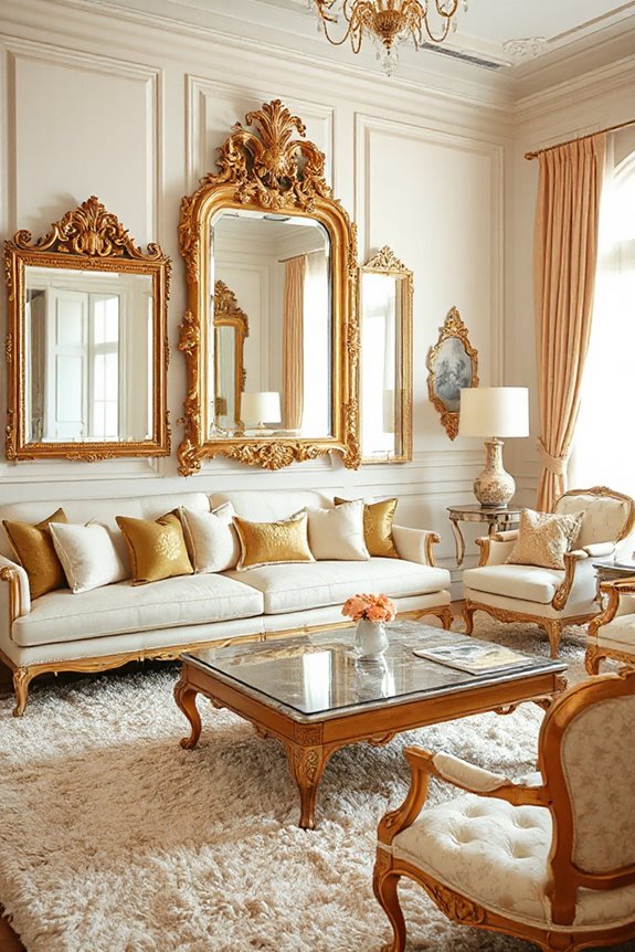 20 Cream and Gold Living Rooms That Look Expensive 82 elegant ornate mirrors placement