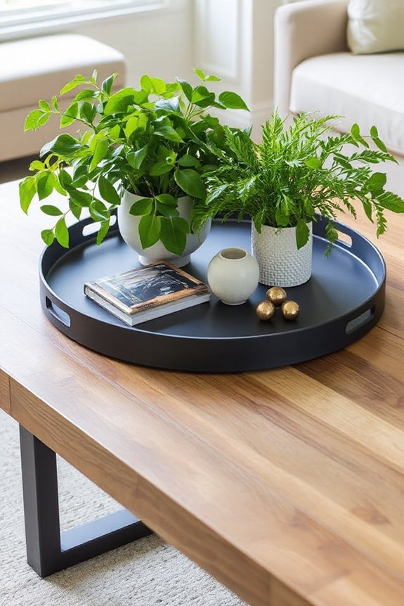15 Ways to Use Coffee Table Trays to Style Your Living Room 16 elegant plant display tray