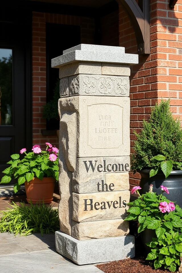 engraved stone brick hospitality