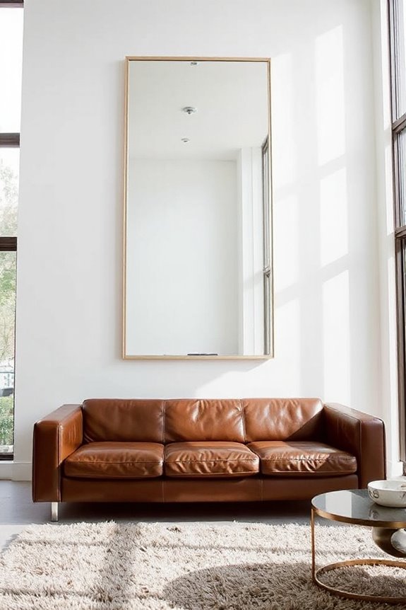 15 Ways to Style a Brown Leather Couch to Look Modern 51 enhance space with mirrors