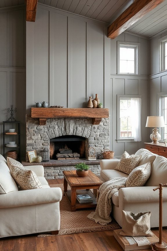 16 Beautiful Grey Farmhouse Living Rooms We Love 35 farmhouse elegance with fireplace