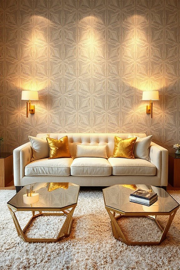 20 Cream and Gold Living Rooms That Look Expensive 49 geometric elegance in decor