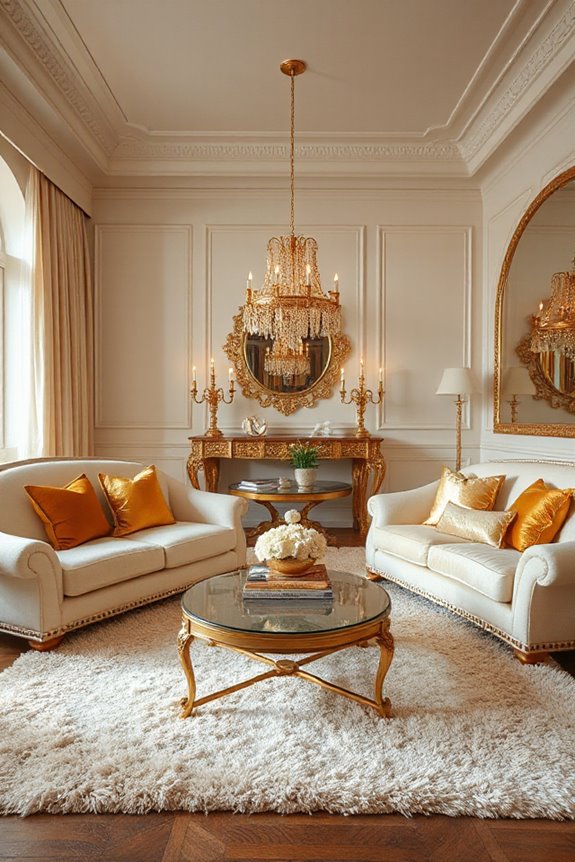 20 Cream and Gold Living Rooms That Look Expensive 21 glamorous gold cream decor