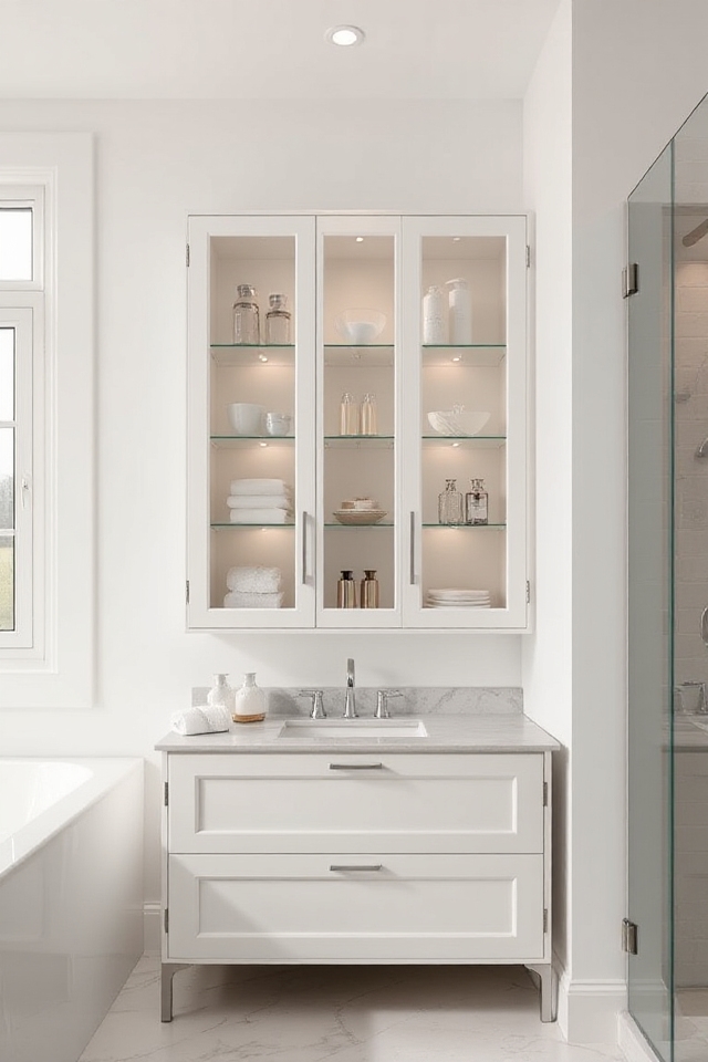 glass front cabinets enhance space