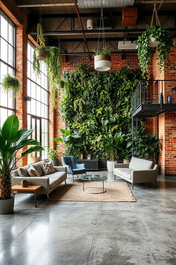 Luxurious Industrial Green Living Room Concept 23 greenery enhances industrial aesthetics