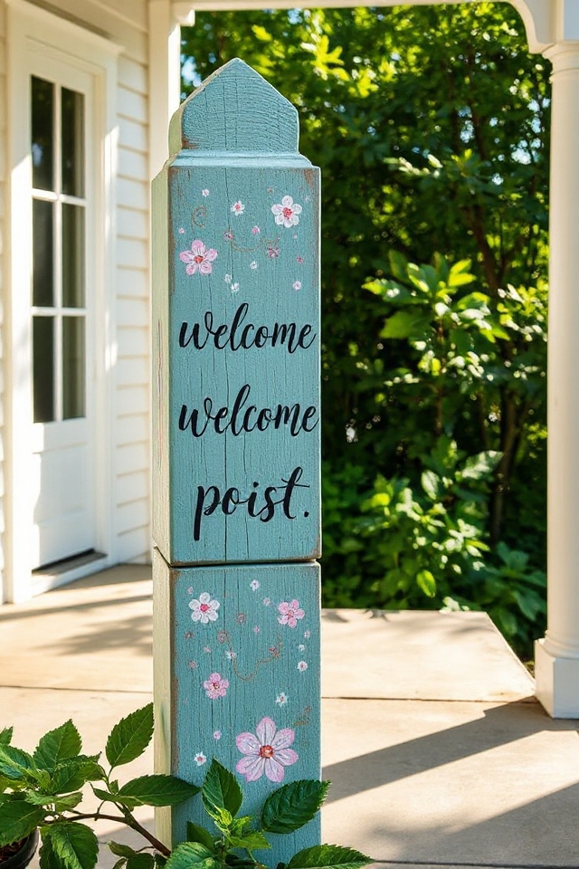 hand painted porch welcome signs
