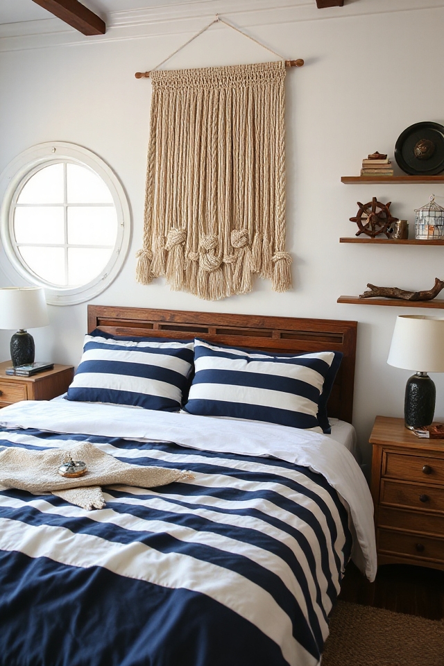 40 Nautical Bedroom Ideas if You Love Boats and Adventures 219 intricate nautical knot decor