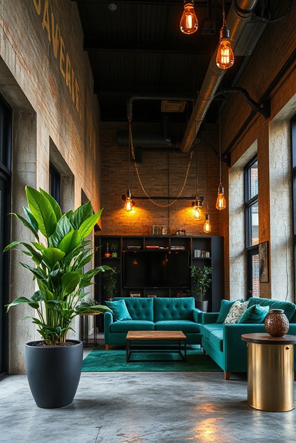 Luxurious Industrial Green Living Room Concept 33 inviting industrial green lighting