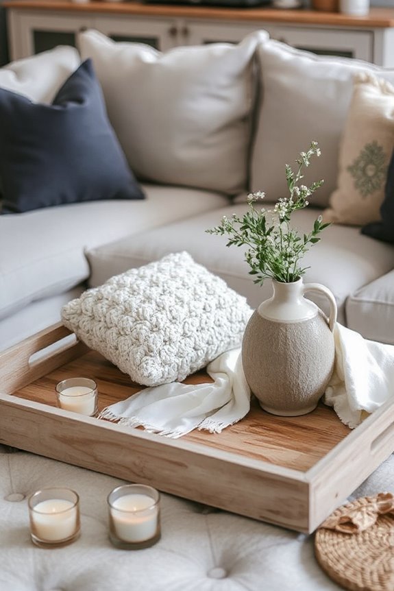 15 Ways to Use Coffee Table Trays to Style Your Living Room 33 layered cushions and throws
