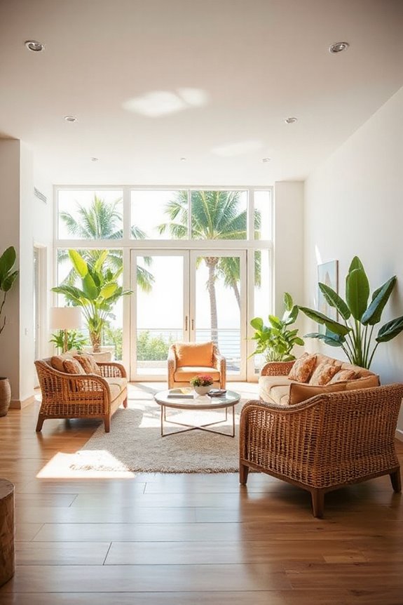 Modern Tropical White and Tan Living Room Concept 30 layered tropical lighting ideas