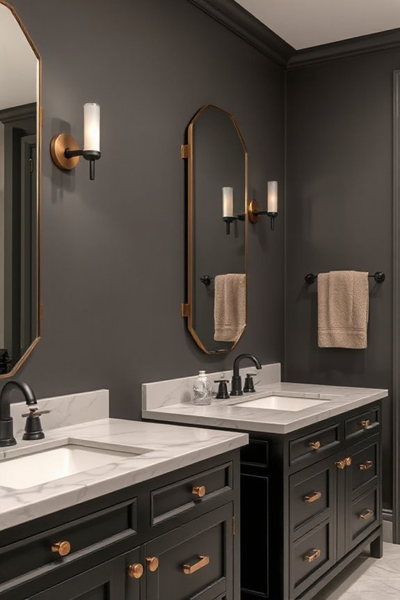 15 Bathrooms With Black Fixtures to Inspire Your Next Reno Project 16 luxe black vanities gold accents