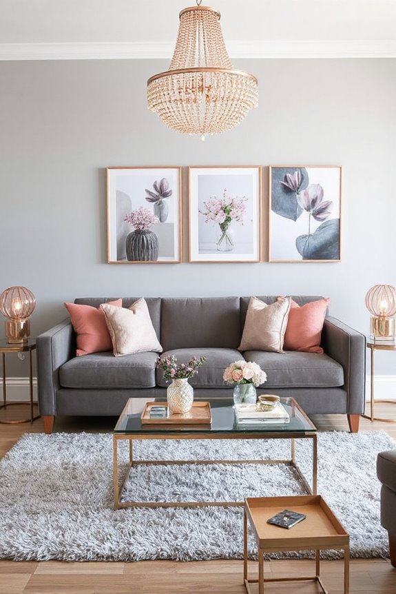 luxe grey rose gold accents