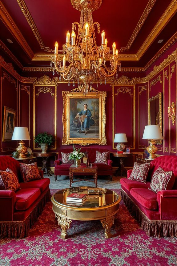 Luxurious Maximalist Rich Burgundy Living Room Inspiration 2 luxurious bold burgundy walls