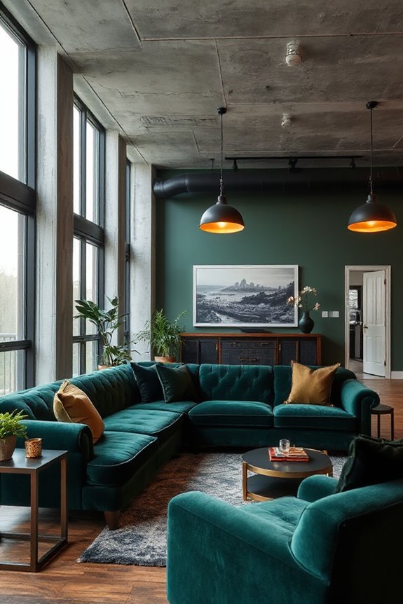 Luxurious Industrial Green Living Room Concept 16 luxurious color palette selection