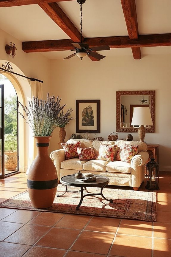 Warm Mediterranean Living Room in Terracotta and Cream 30 mediterranean pottery and accents