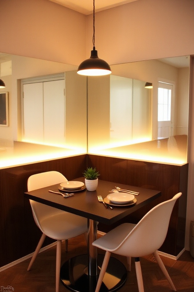 mirrored backsplash enhances space