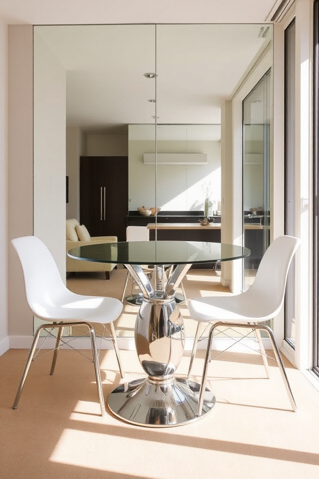 mirrored surfaces enhance spaciousness