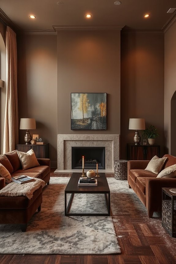 Don’t Miss These 22 Stunning Living Rooms in Warm Neutrals 86 moody taupe and chocolate